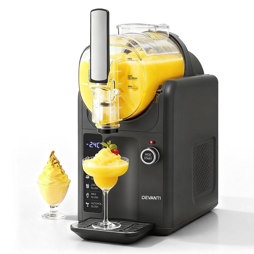 Devanti 5in1 Slushie Machine Ice Cream Maker 2L Grey.