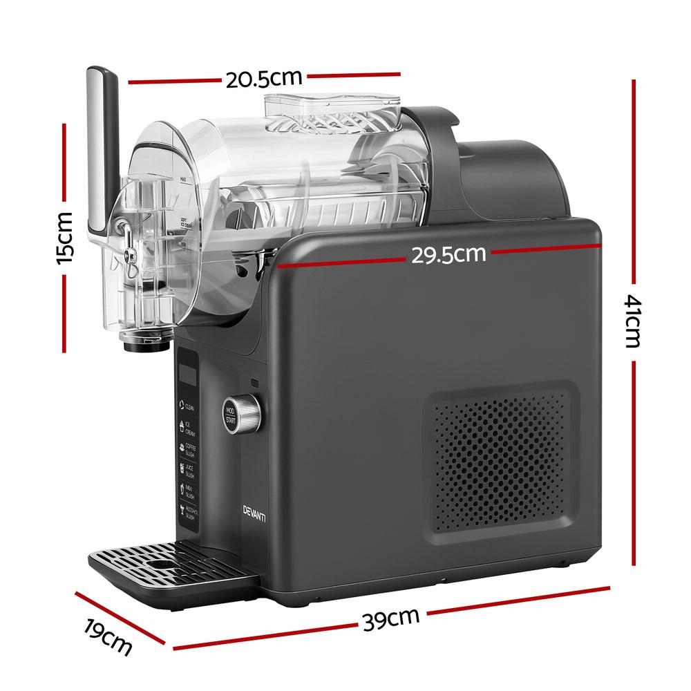 Devanti 5in1 Slushie Machine Ice Cream Maker 2L Grey.