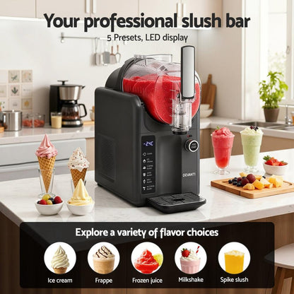 Devanti 5in1 Slushie Machine Ice Cream Maker 2L Grey.