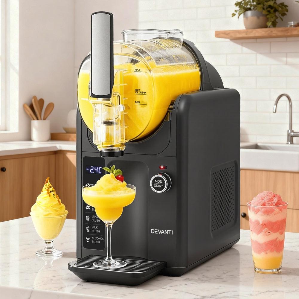 Devanti 5in1 Slushie Machine Ice Cream Maker 2L Grey.