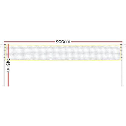 Everfit 9M Portable Volleyball Net Set with Ball Boundary Lines Badminton Tennis.