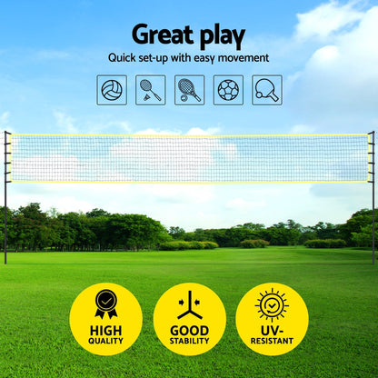 Everfit 9M Portable Volleyball Net Set with Ball Boundary Lines Badminton Tennis.