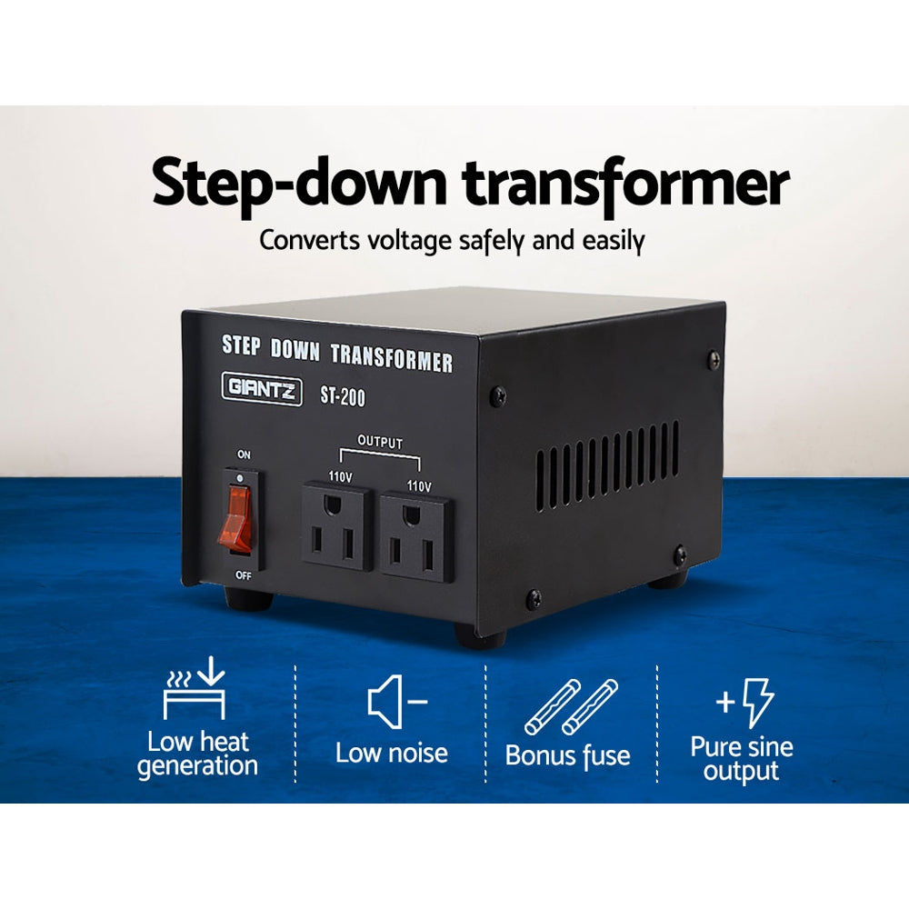 Giantz Step Down Transformer 200W 240V TO 110V Stepdown Voltage Converter AU-US.