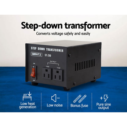 Giantz Step Down Transformer 200W 240V TO 110V Stepdown Voltage Converter AU-US.