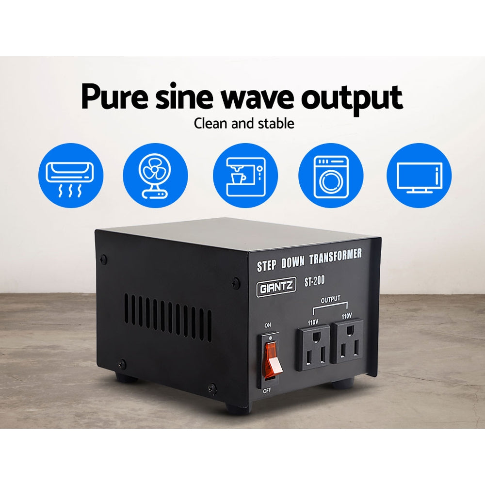 Giantz Step Down Transformer 200W 240V TO 110V Stepdown Voltage Converter AU-US.