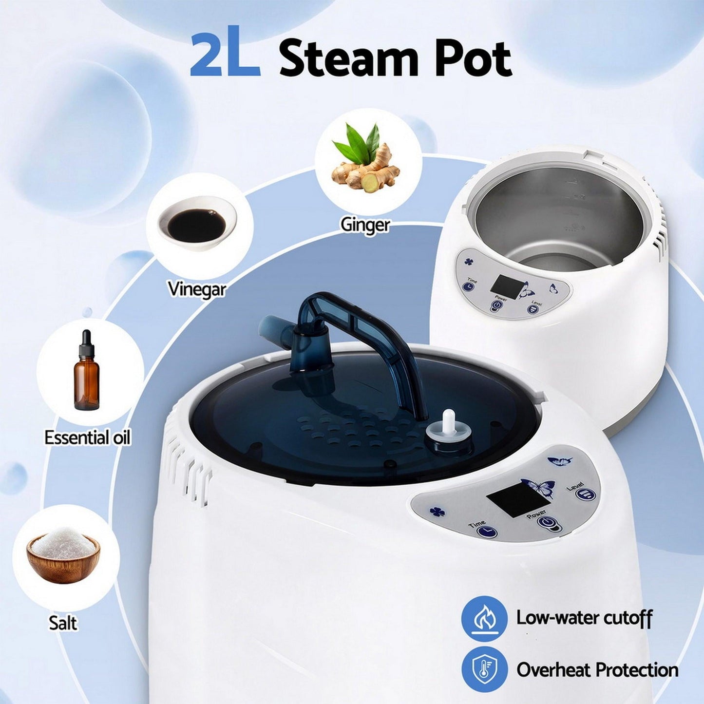 Devanti Portable Steam Sauna Tent 1000W 2L Steamer Pot Personal Home SPA Timer.