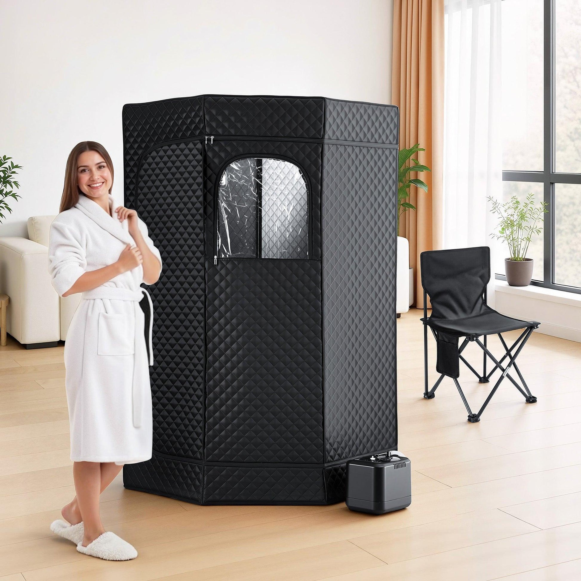 Devanti Portable Steam Sauna Tent 1000W 3L Steamer Pot Full Body Home SPA Timer.