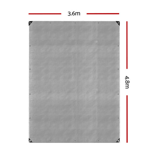 Instahut Tarp Tarpaulin 3.6x4.8m Canvas Camping Heavy Duty Sun Cover.