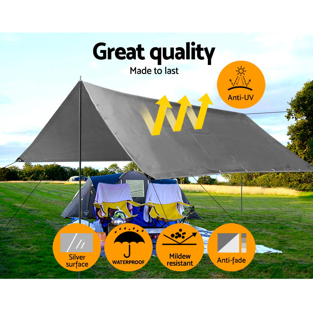 Instahut Tarp Tarpaulin 3.6x6m Canvas Camping Heavy Duty Sun Cover.