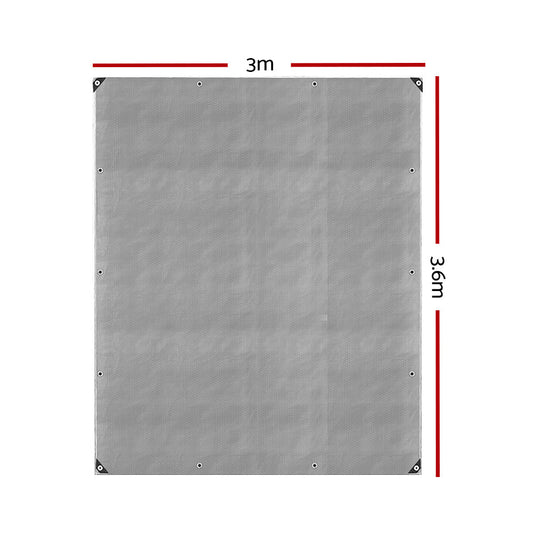 Instahut Tarp Tarpaulin 3x3.6m Canvas Camping Heavy Duty Sun Cover.
