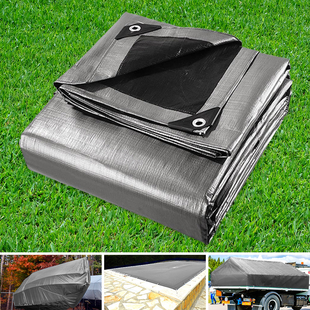 Instahut Tarp Tarpaulin 6x7.3m Canvas Camping Heavy Duty Sun Cover.