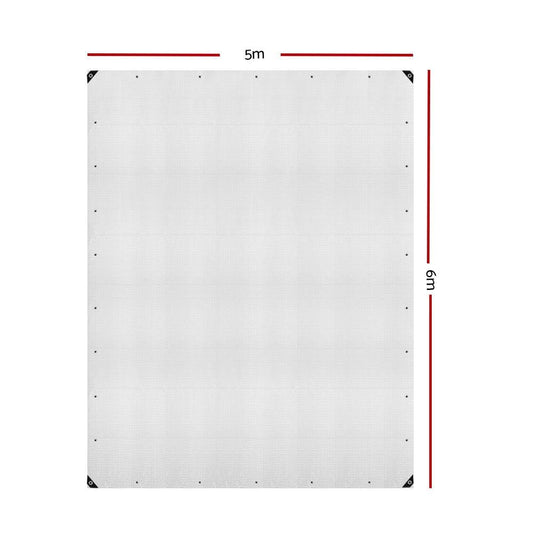 Instahut Tarp Tarpaulin 5x6m Canvas Heavy Duty Camping Cover Clear.