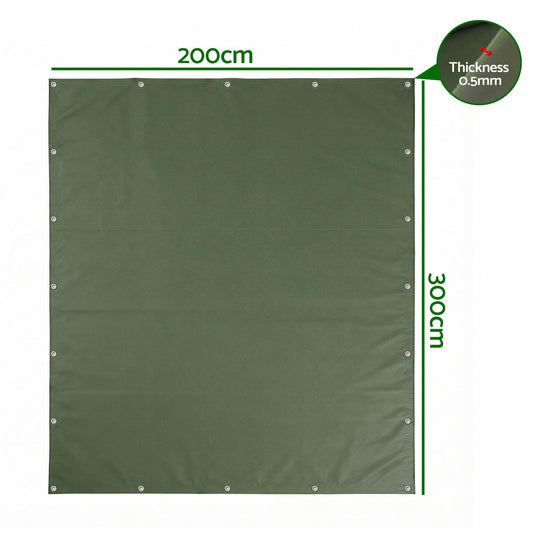 Instahut 2x3m Tarp Tarpaulin 600GSM Camping Canvas Heavy Duty Water Resistant.