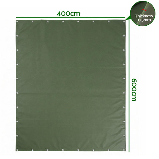 Instahut 4x6m Tarp Tarpaulin 600GSM Camping Canvas Heavy Duty Water Resistant.