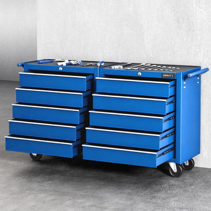 Giantz Tool Chest Trolley 10 Drawers Toolbox Storage Blue.