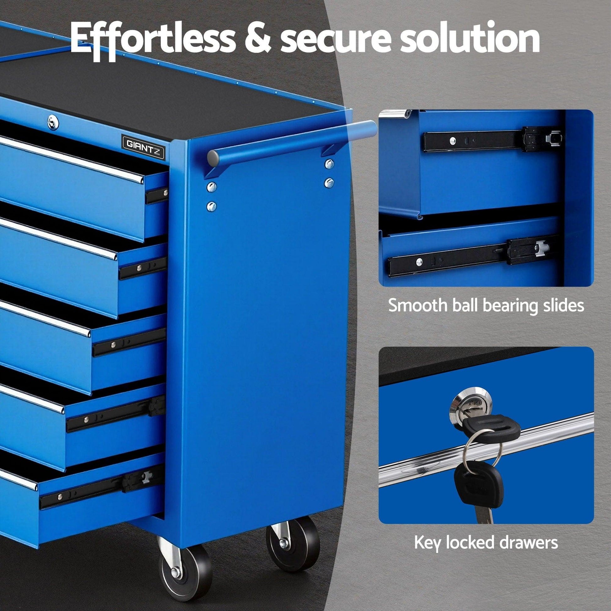 Giantz Tool Chest Trolley 10 Drawers Toolbox Storage Blue.