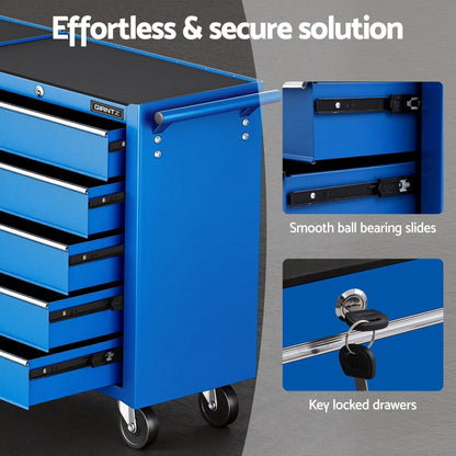 Giantz Tool Chest Trolley 10 Drawers Toolbox Storage Blue.