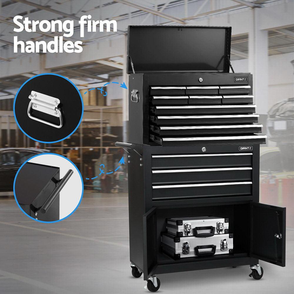 Giantz 13 Drawer Tool Box Cabinet Chest Toolbox Storage Garage Organiser Black.