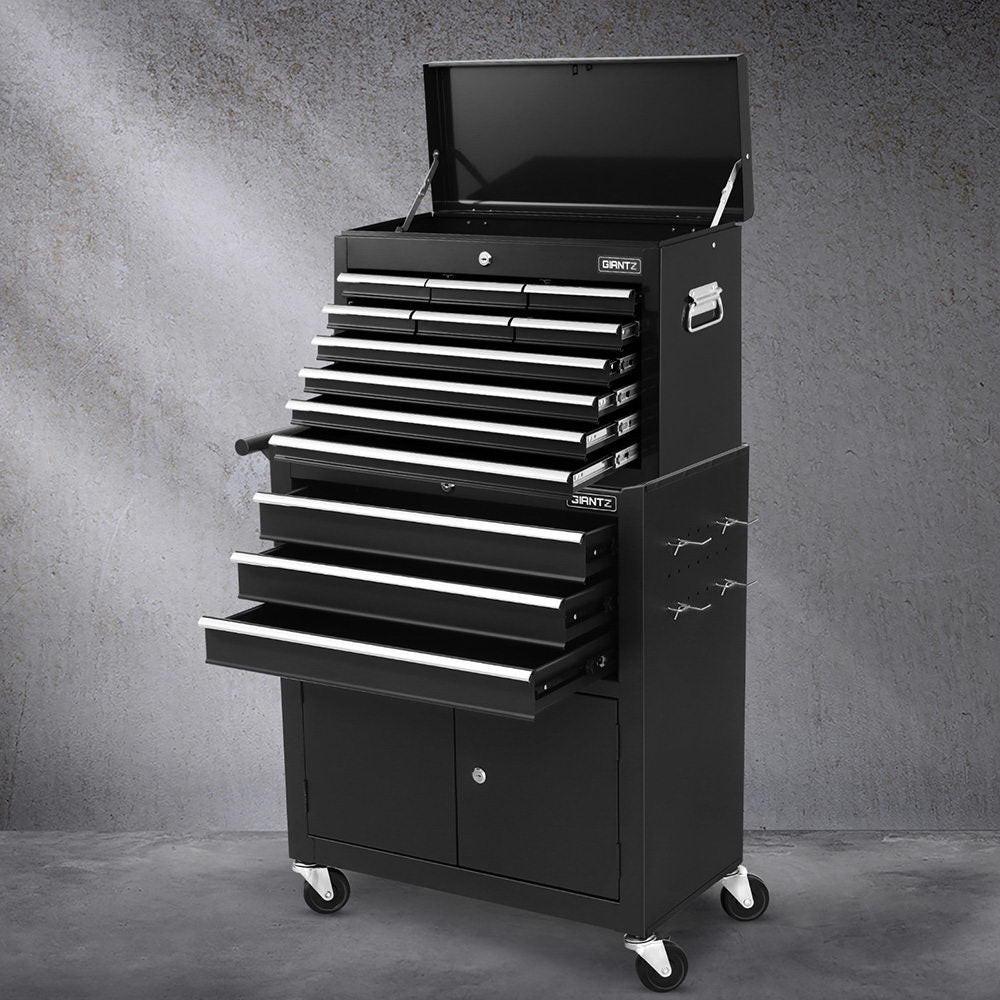 Giantz 13 Drawer Tool Box Cabinet Chest Toolbox Storage Garage Organiser Black.