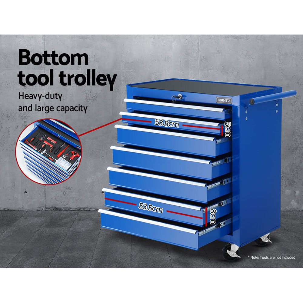 Giantz 17 Drawer Tool Box Cabinet Chest Trolley Toolbox Garage Storage Box Blue.