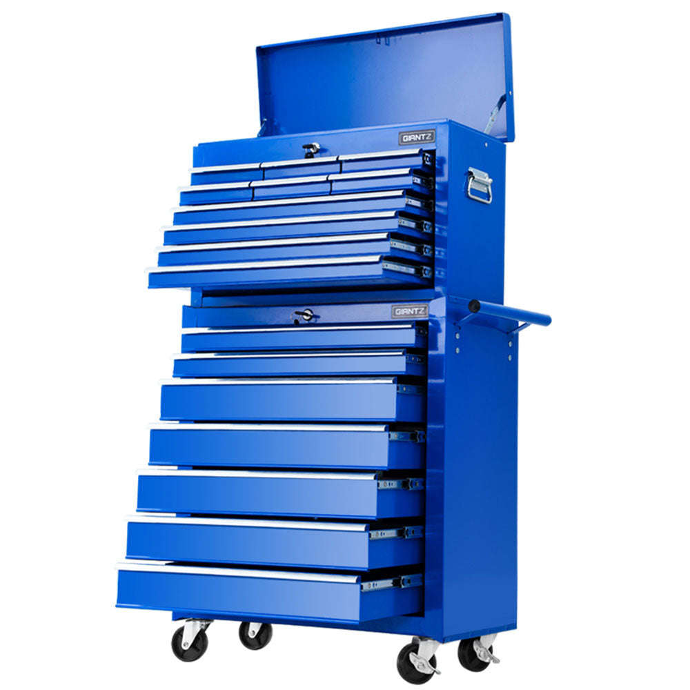 Giantz 17 Drawer Tool Box Cabinet Chest Trolley Toolbox Garage Storage Box Blue.