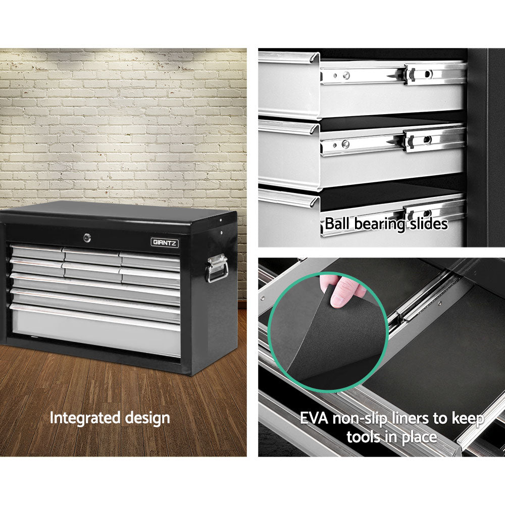 Giantz 9 Drawer Tool Box Cabinet Chest Toolbox Storage Garage Organiser Grey.