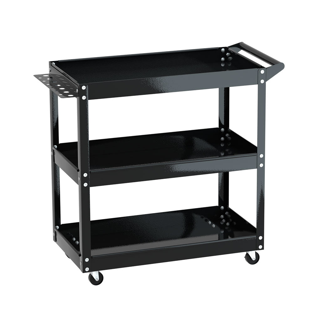 Giantz 3-Tier Tool Cart Trolley Workshop Garage Storage Organizer Black.