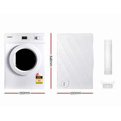 Devanti 7kg Vented Tumble Dryer - White.