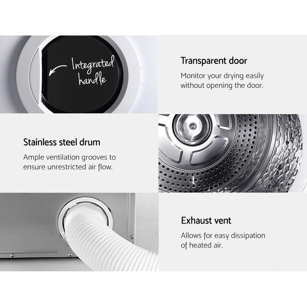Devanti 7kg Vented Tumble Dryer - White.