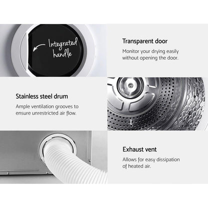 Devanti 7kg Vented Tumble Dryer - White.