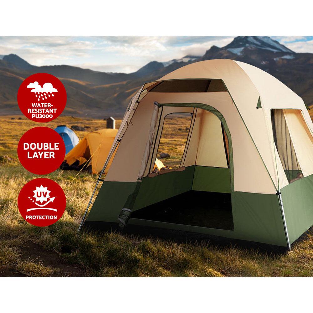Weisshorn Family Camping Tent 4 Person Hiking Beach Tents Green.