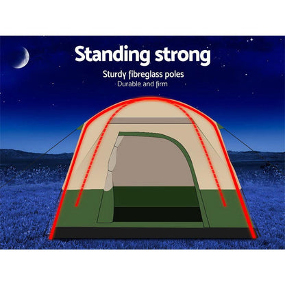 Weisshorn Family Camping Tent 4 Person Hiking Beach Tents Green.
