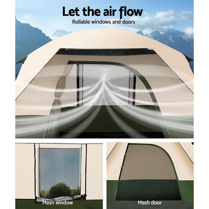 Weisshorn Family Camping Tent 4 Person Hiking Beach Tents Green.
