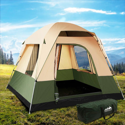 Weisshorn Family Camping Tent 4 Person Hiking Beach Tents Green.