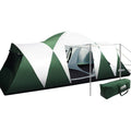 Weisshorn Family Camping Tent 12 Person Hiking Beach Tents (3 Rooms) Green.
