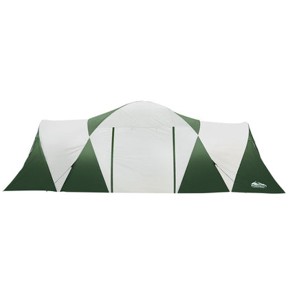 Weisshorn Family Camping Tent 12 Person Hiking Beach Tents (3 Rooms) Green.