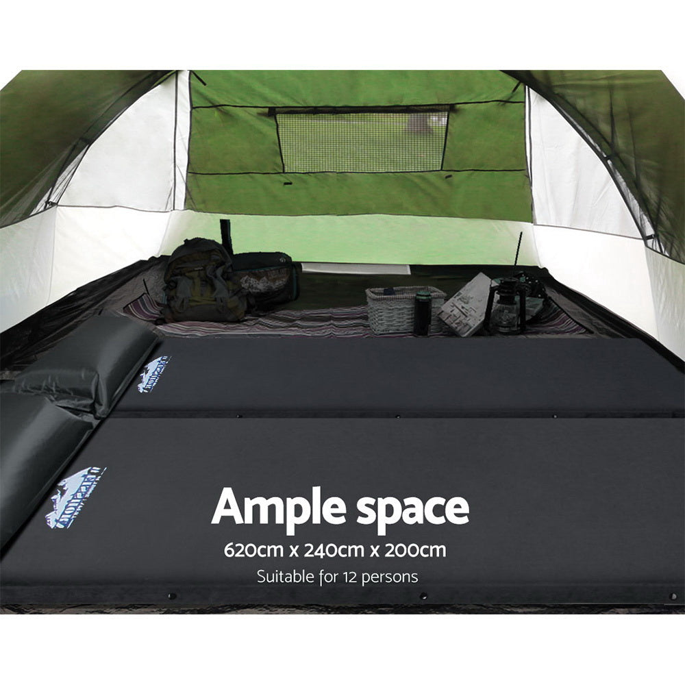 Weisshorn Family Camping Tent 12 Person Hiking Beach Tents (3 Rooms) Green.