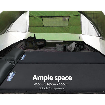 Weisshorn Family Camping Tent 12 Person Hiking Beach Tents (3 Rooms) Green.