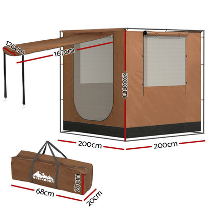 Weisshorn Camping Tent SUV Car Side Awning 2x2m Canopy Outdoor Portable 4WD.