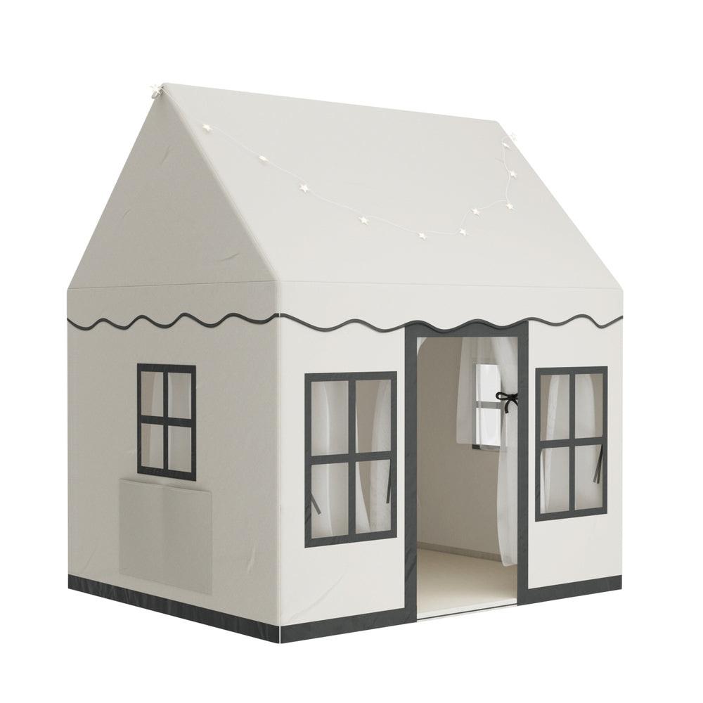 Keezi Kids Play Tent Playhouse Castle with String Lights Floor Mat Side Pocket.