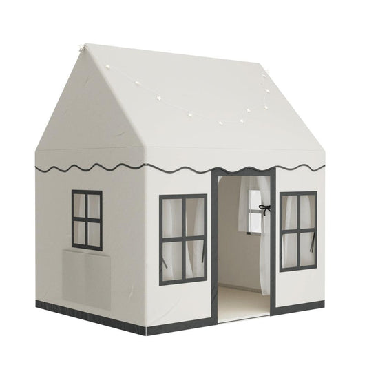 Keezi Kids Play Tent Playhouse Castle with String Lights Floor Mat Side Pocket.
