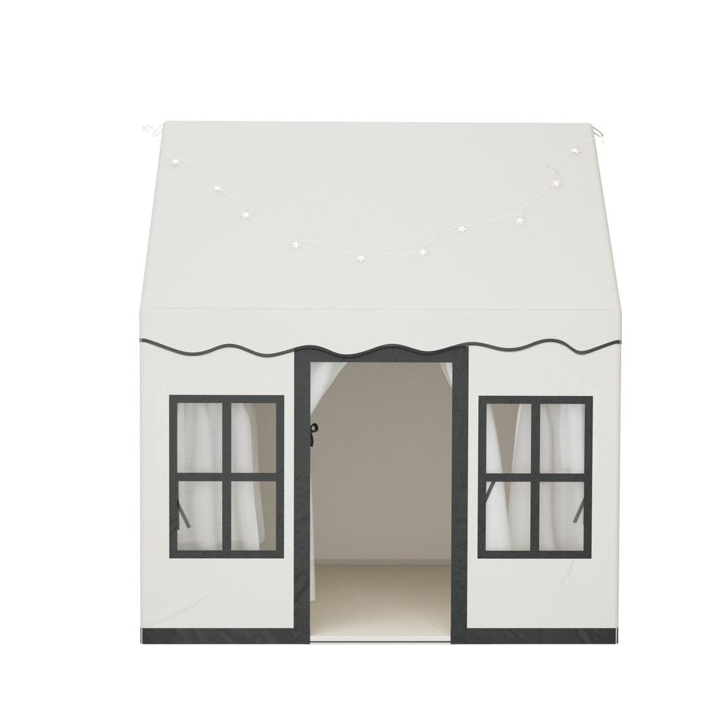 Keezi Kids Play Tent Playhouse Castle with String Lights Floor Mat Side Pocket.