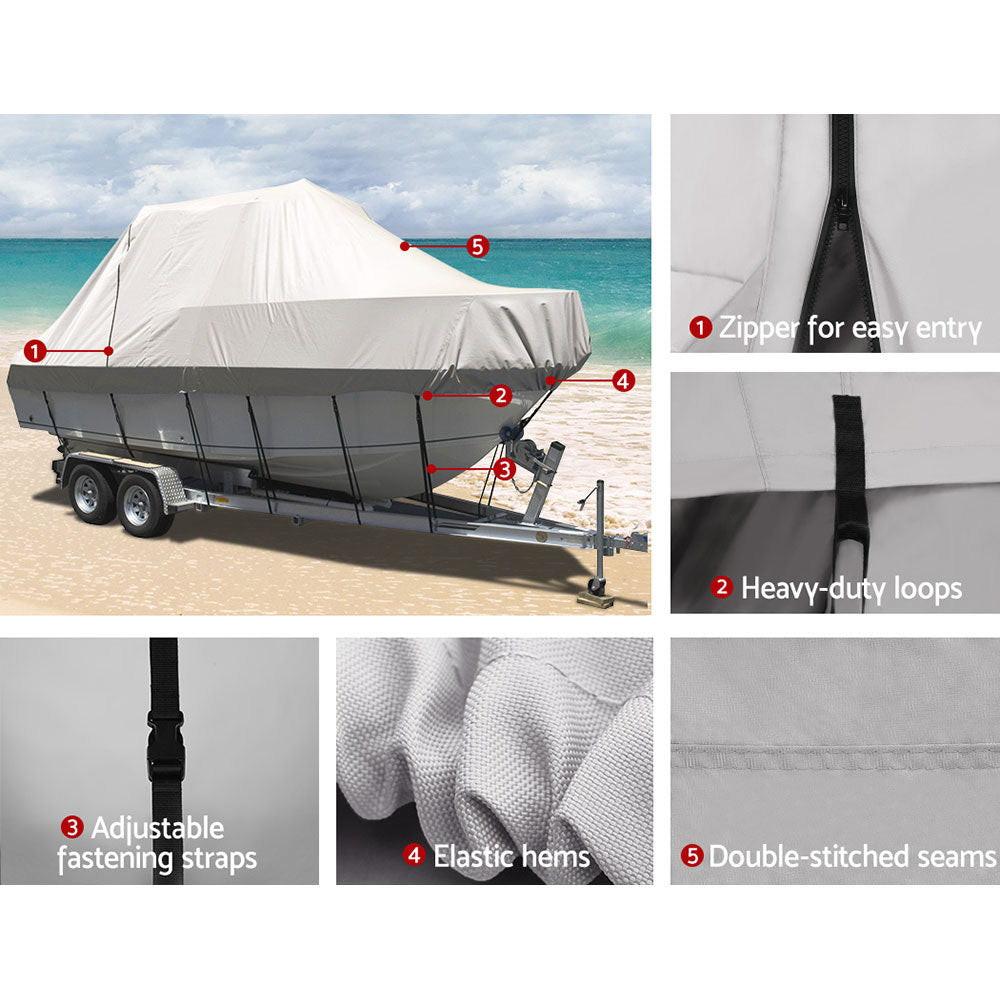 Seamanship Boat Cover 25-27ft Trailerable Jumbo Marine 600D Heavy Duty Grey.