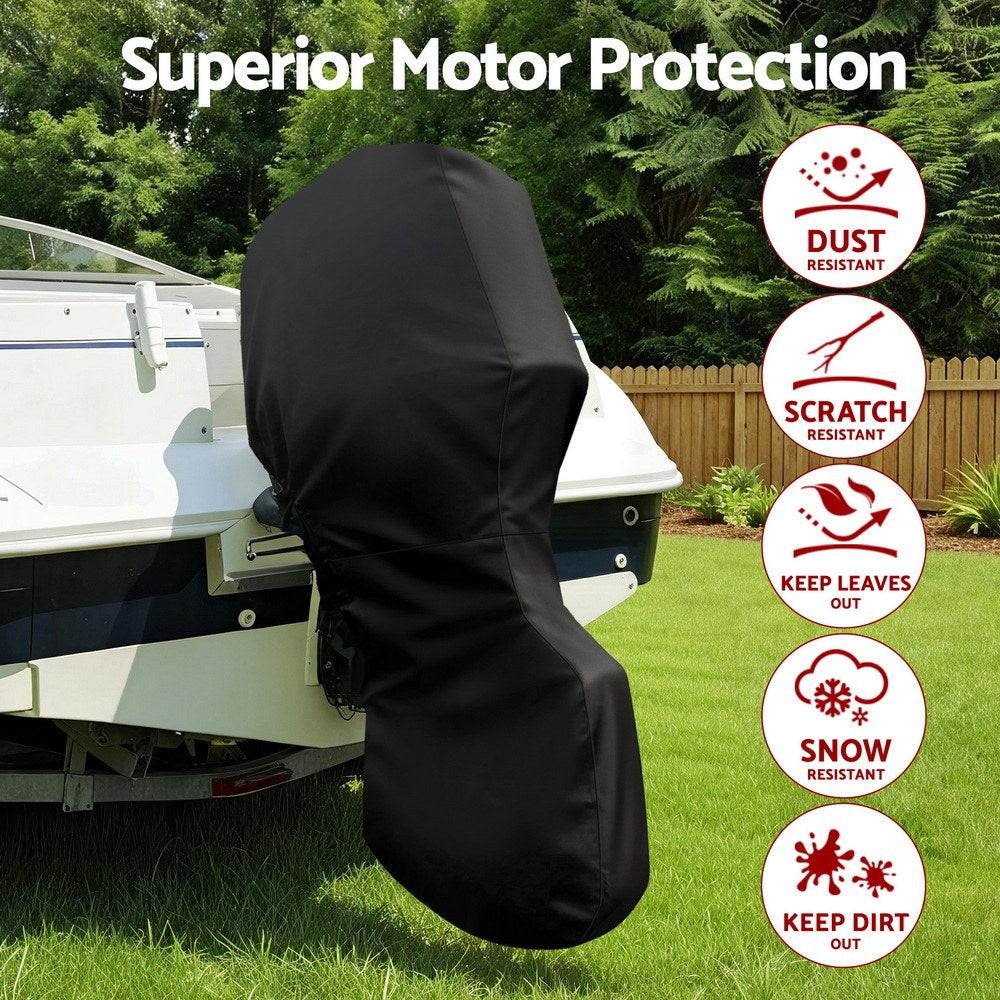 Seamanship Full Outboard Boat Motor Engine Cover Dust Rain Protection 100hp -150hp 600D Black.