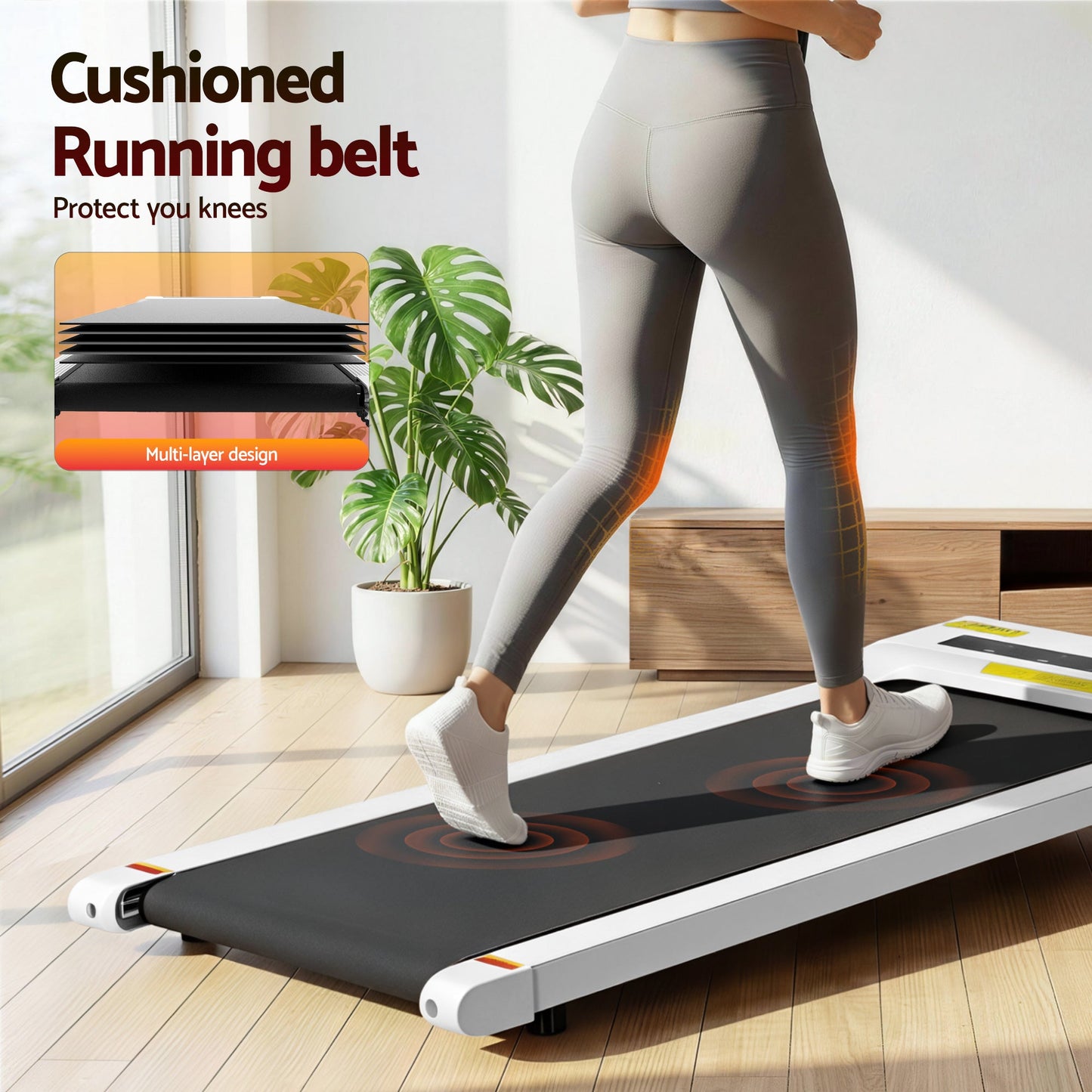 Everfit Treadmill Electric Walking Pad Under Desk Home Gym Fitness 360mm White.