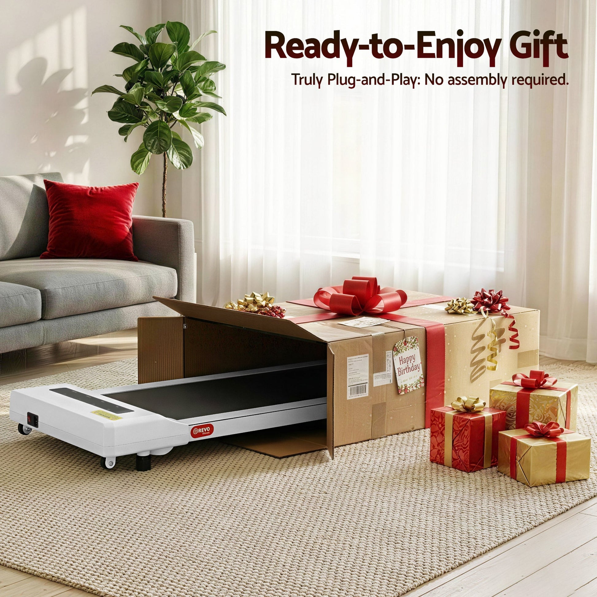 Everfit Treadmill Electric Walking Pad Under Desk Home Gym Fitness 360mm White.