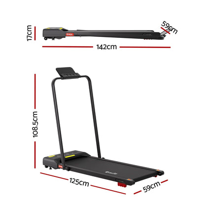 Everfit Treadmill Electric Walking Pad Incline Under Desk 380mm Black.