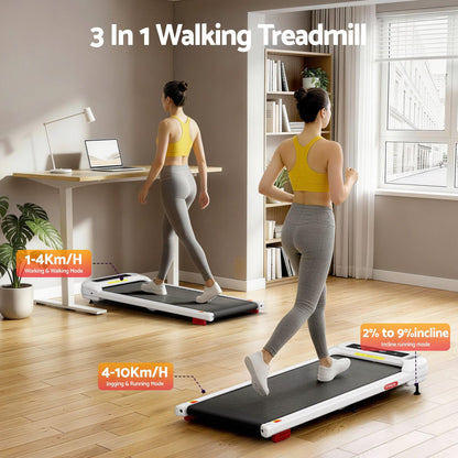 Everfit Treadmill Electric Walking Pad with Incline Under Desk Home Gym White.