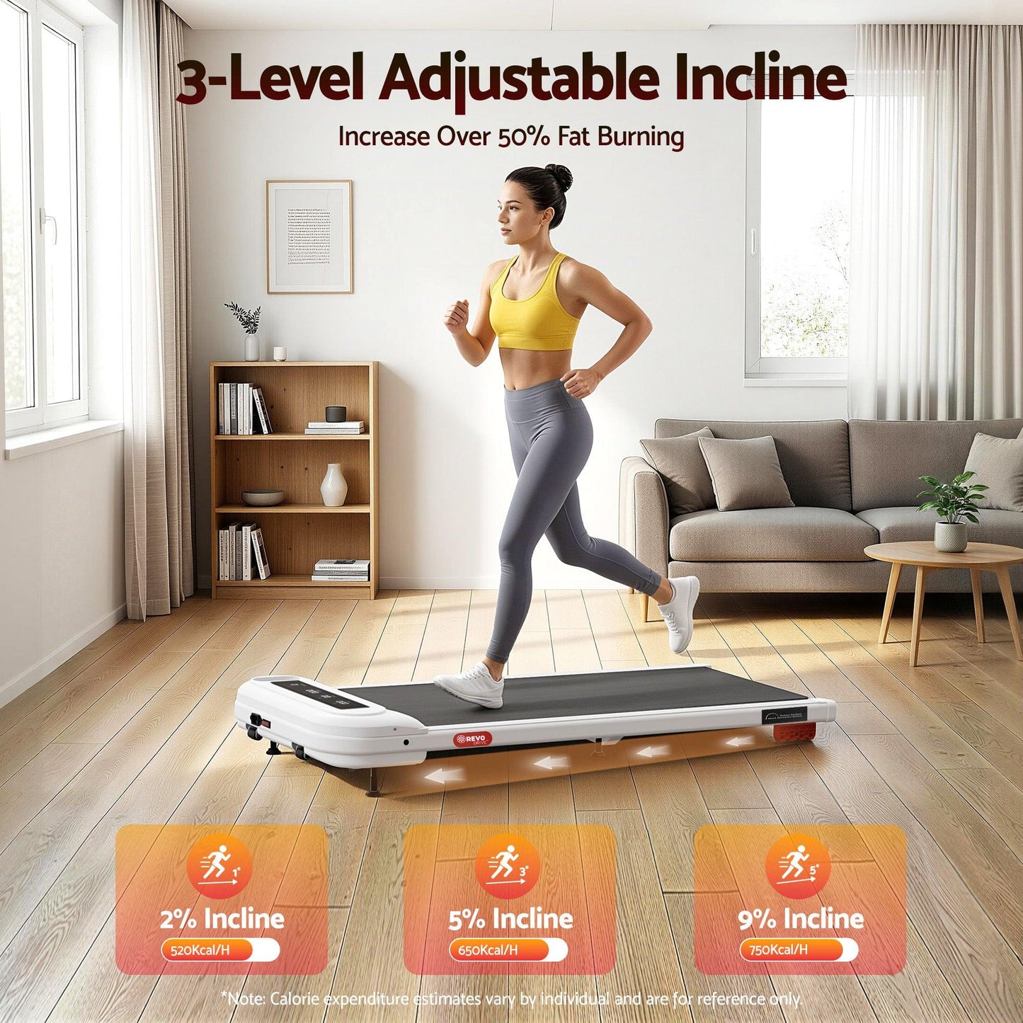 Everfit Treadmill Electric Walking Pad with Incline Under Desk Home Gym White.