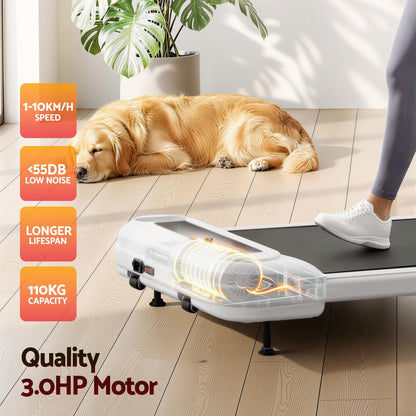 Everfit Treadmill Electric Walking Pad with Incline Under Desk Home Gym White.